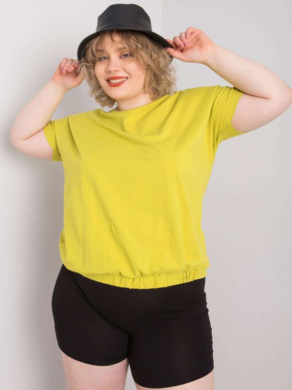 Fashionhunters Light green blouse plus size with Addyson ribs
