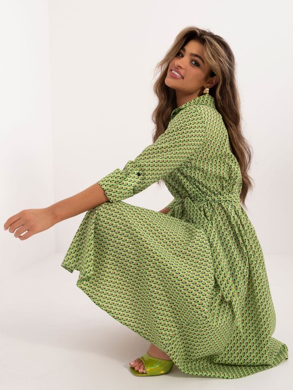 Fashionhunters Light green shirt dress with pockets