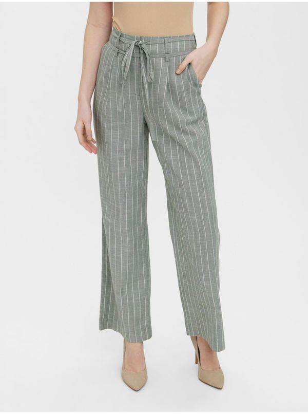 Vero Moda Light green striped wide trousers VERO MODA Serena - Women