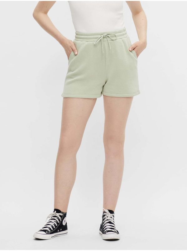 Pieces Light Green Tracksuit Shorts Pieces Chilli - Women