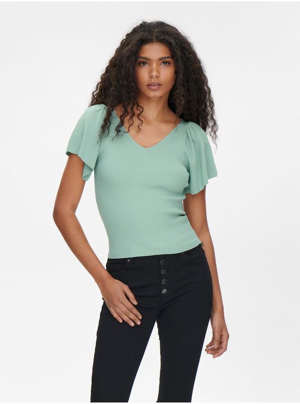 Only Light green women's ribbed T-shirt ONLY Leelo - Women's