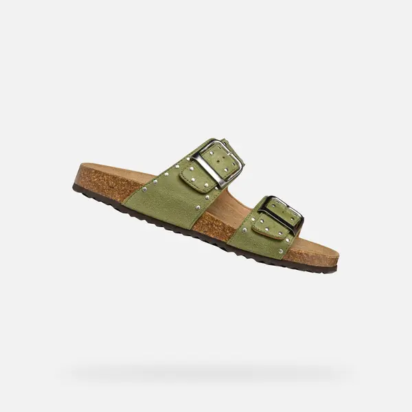 GEOX Light green women's slippers Geox Brionia R - Women's