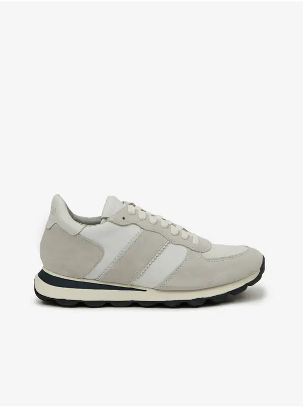 GEOX Light grey men's sneakers with suede details Geox - Men's
