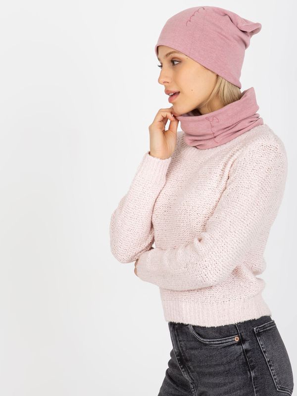 Fashionhunters Light pink set with hat and chimney
