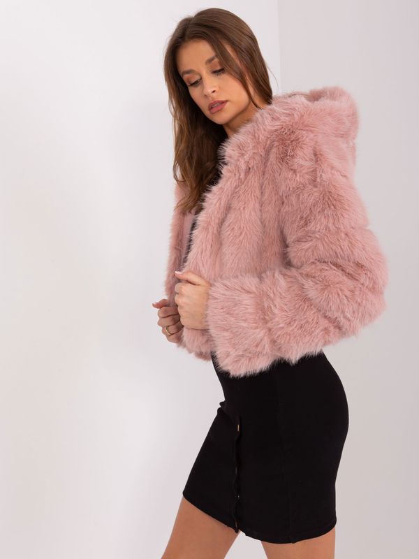 Fashionhunters Light Pink Short Women's Fur Jacket