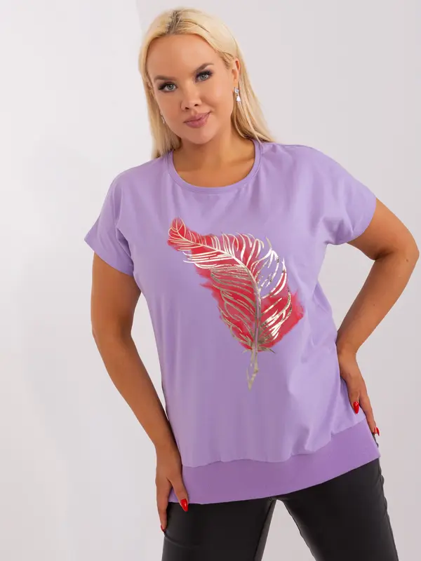 Fashionhunters Light purple blouse with plus size print