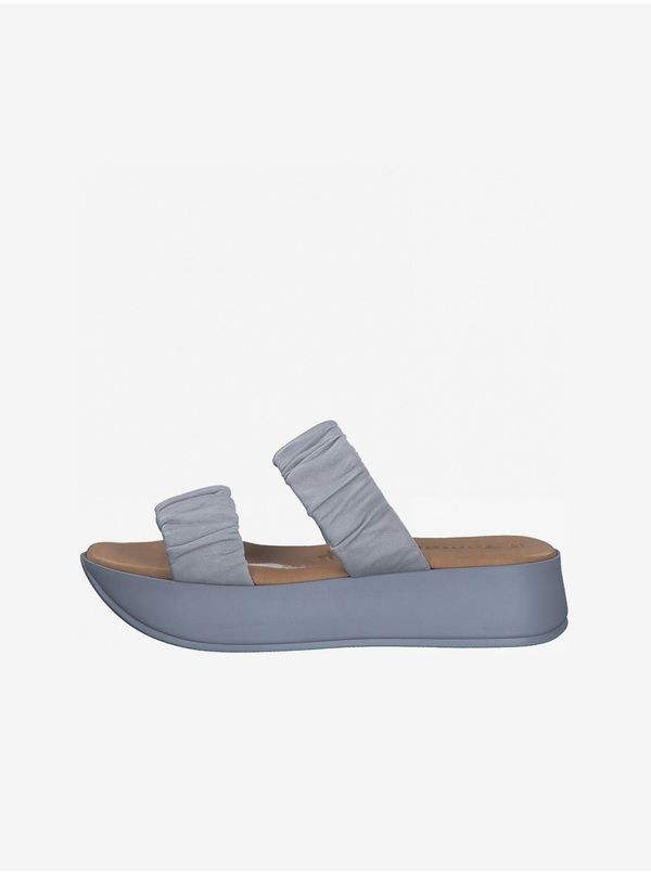 Tamaris Light purple leather slippers on Tamaris platform - Ladies