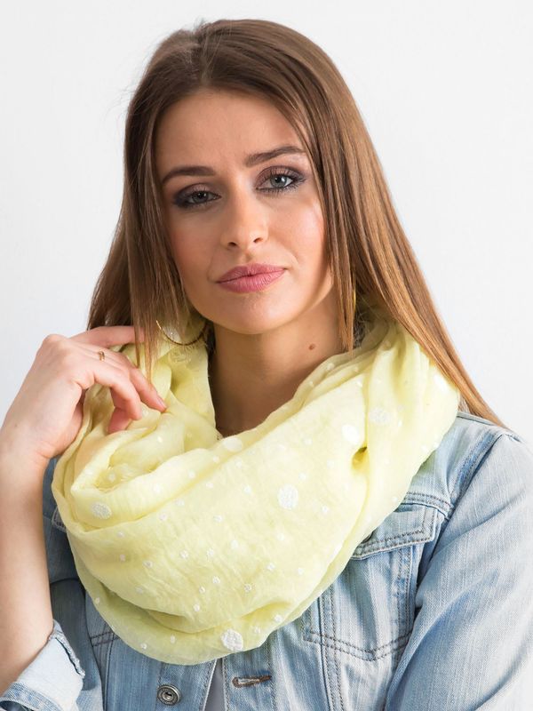 Fashionhunters Light yellow polka dot scarf