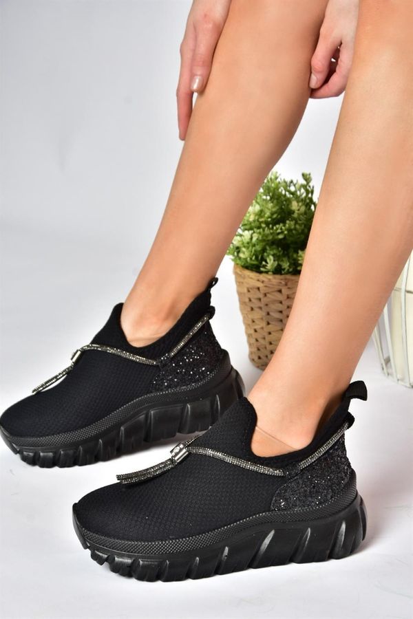 Fox Shoes Лисица обувки P602095004 черно трико плат сребрист подробни дамски спортни обувки маратонки