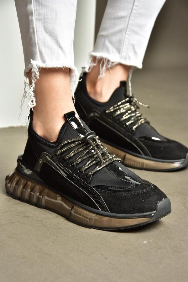 Fox Shoes Лисица обувки R820201002 черен велур камък подробни маратонки маратонки