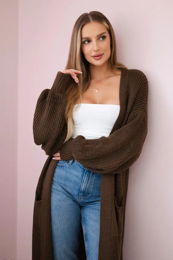 Kesi Włoski Long cardigan sweater brown