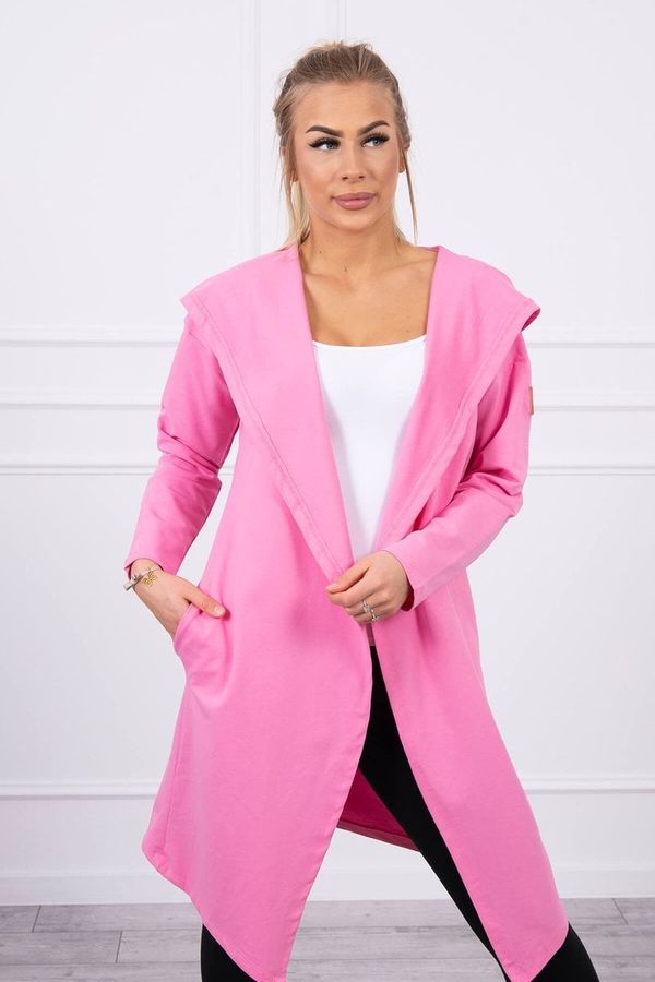marka niezdefiniowana Long cardigan with hood light pink