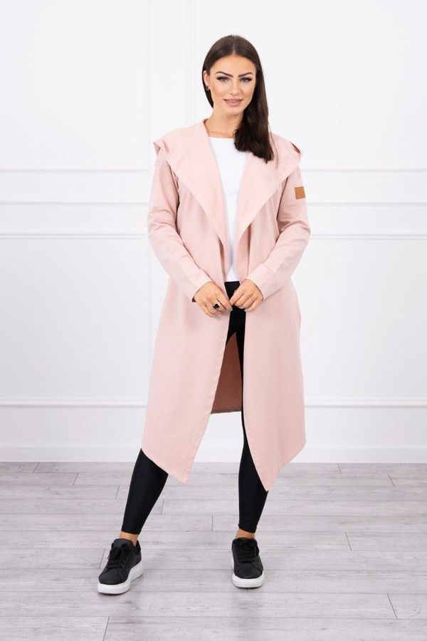 marka niezdefiniowana Long hooded cardigan dark powder pink