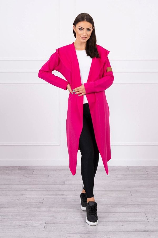 marka niezdefiniowana Long hooded cardigan in fuchsia color
