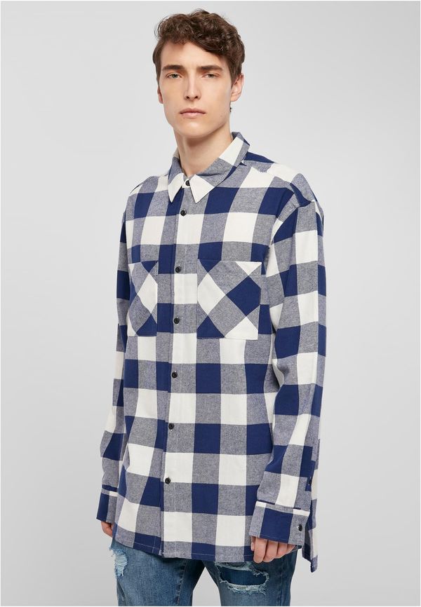 Urban Classics Long oversized checkered shirt navy blue/cream