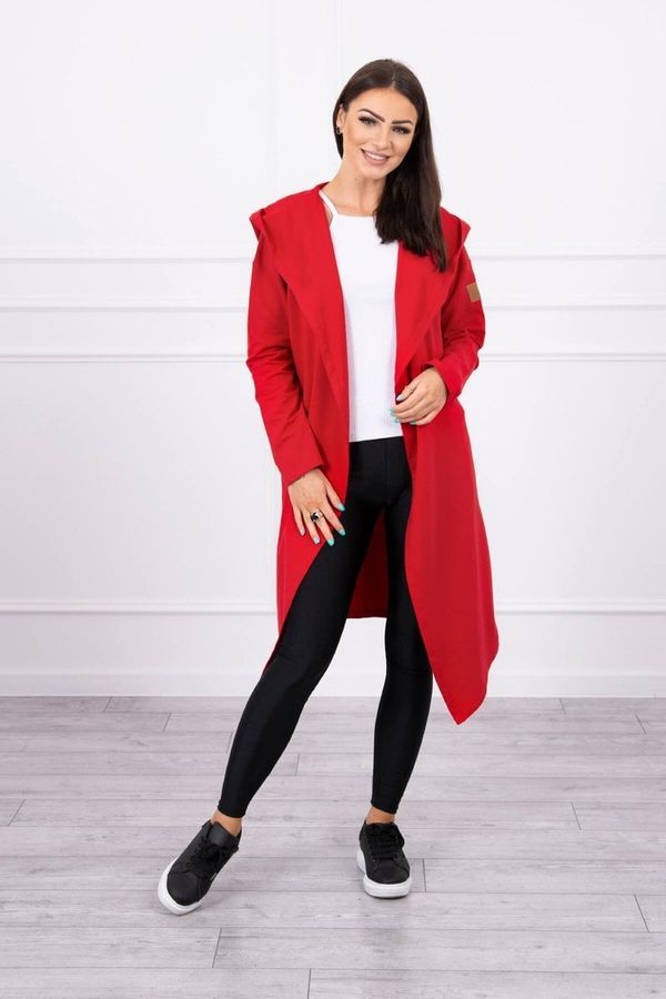 marka niezdefiniowana Long red hooded cardigan