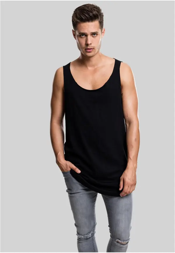 Urban Classics Loose Tank with long shape and open edge black