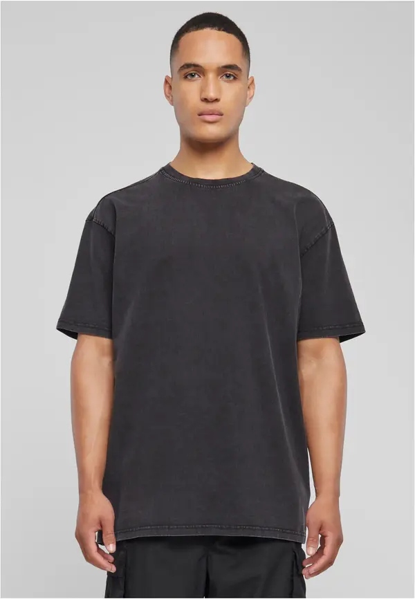 Merchcode Love Yourself First Acid Washed Heavy Oversize Tee black