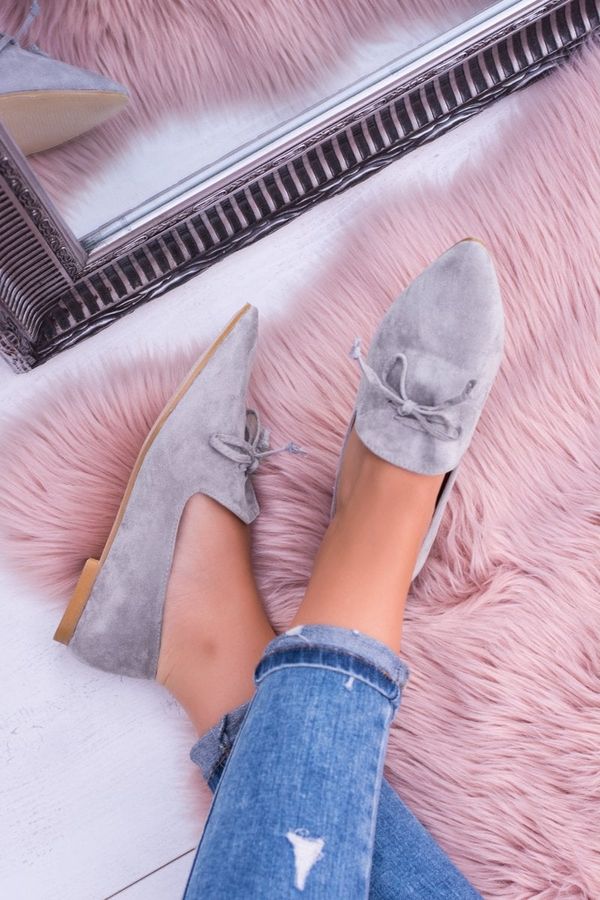 Kesi Lu Boo Grey Ballerinas Suede Loafers Feliciano