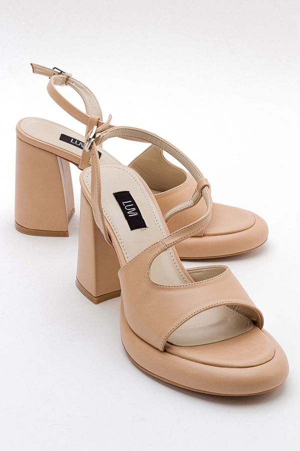 LuviShoes LuviShoes JUGA Women's Beige Skin Heels Shoes