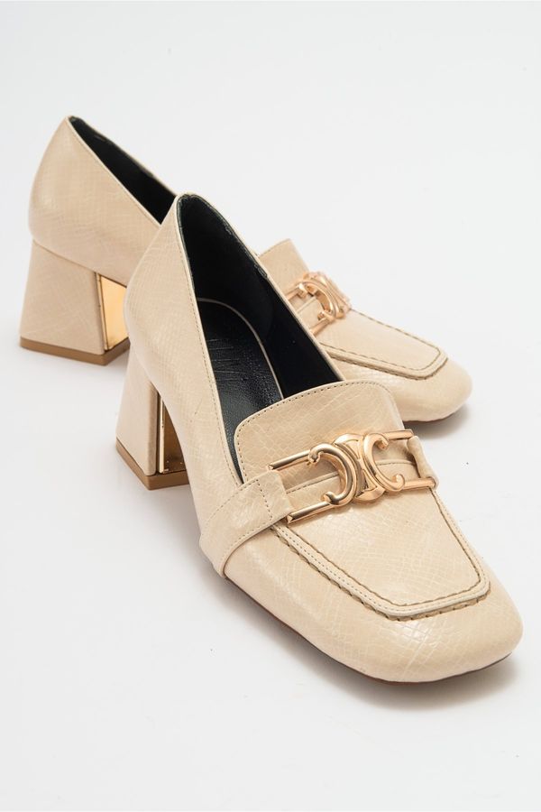 LuviShoes LuviShoes TEMPE Women's Beige Patterned Heeled Shoes