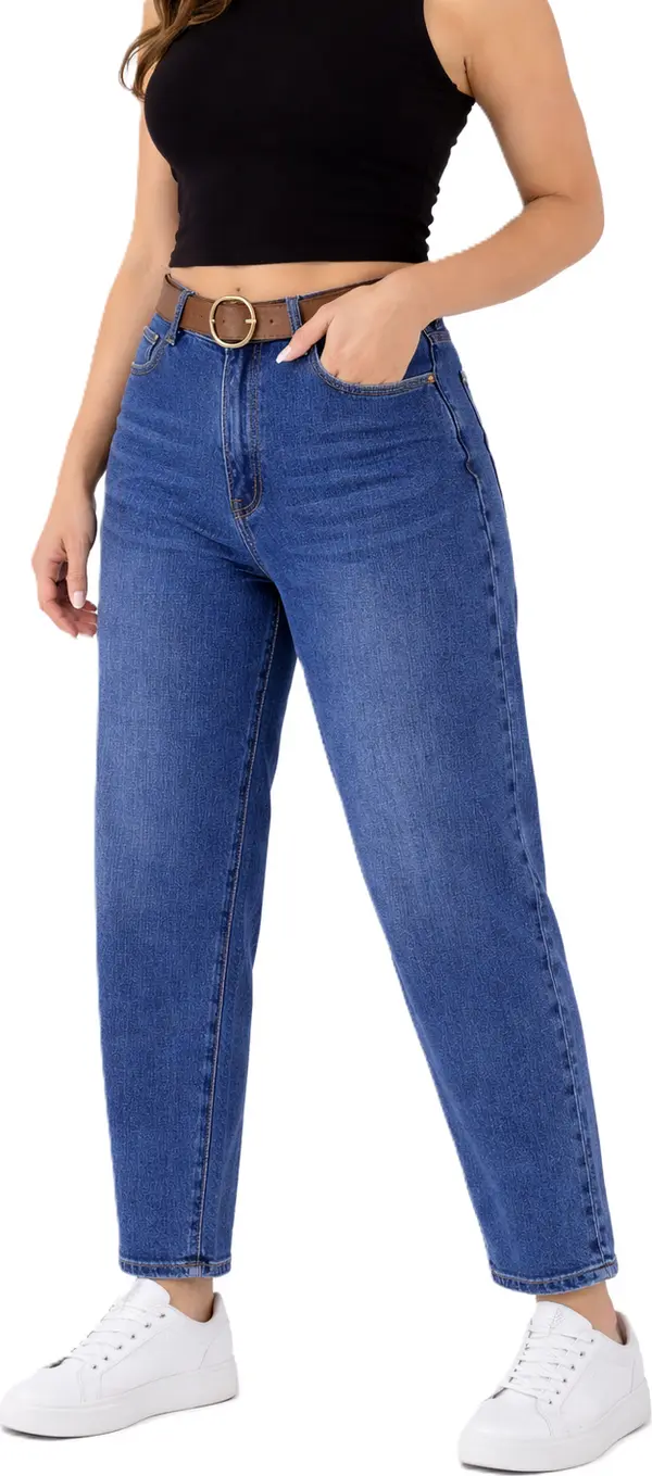 M.Sara M.Sara - Дамски дънки Mom Fit с висока талия + колан