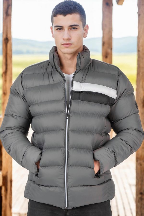 dewberry M8650 DEWBERRY MEN'S PUFFER COAT-LIGHT ANTHRACITE
