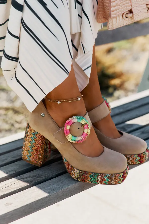 Maciejka Maciejka Замшеви Чепици С Плетка На Ток И Платформа