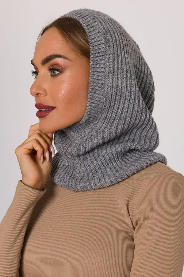 Made Of Emotion Made Of Emotion Woman's Balaclava-style hood with a fitted neck warmer - grey
