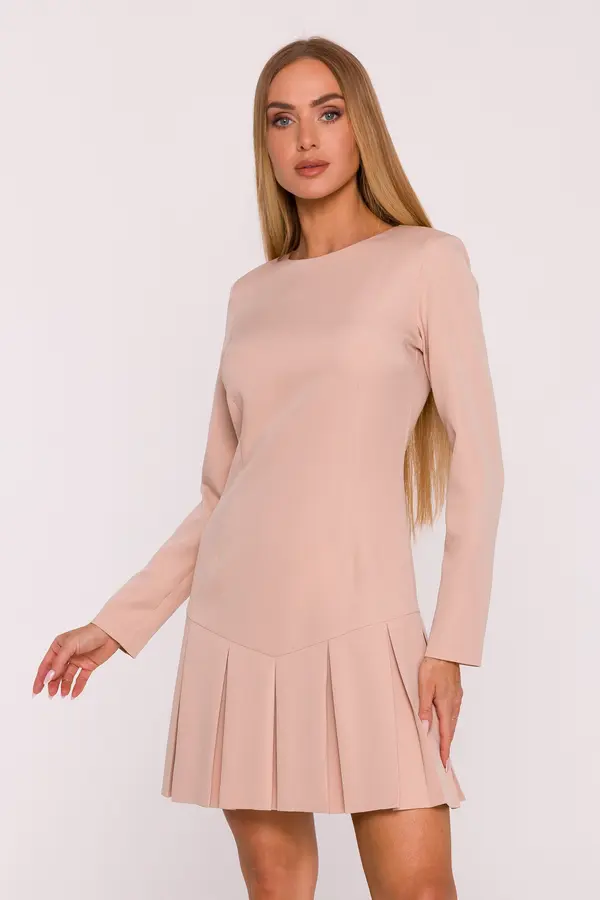Made Of Emotion Made Of Emotion Woman's Elegant mini dress with box pleats - beige