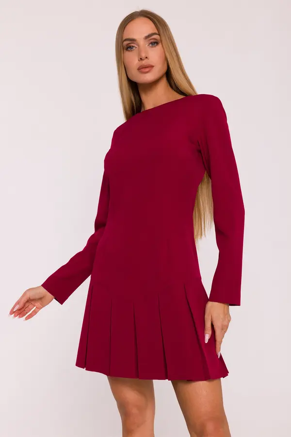 Made Of Emotion Made Of Emotion Woman's Elegant mini dress with box pleats - maroon