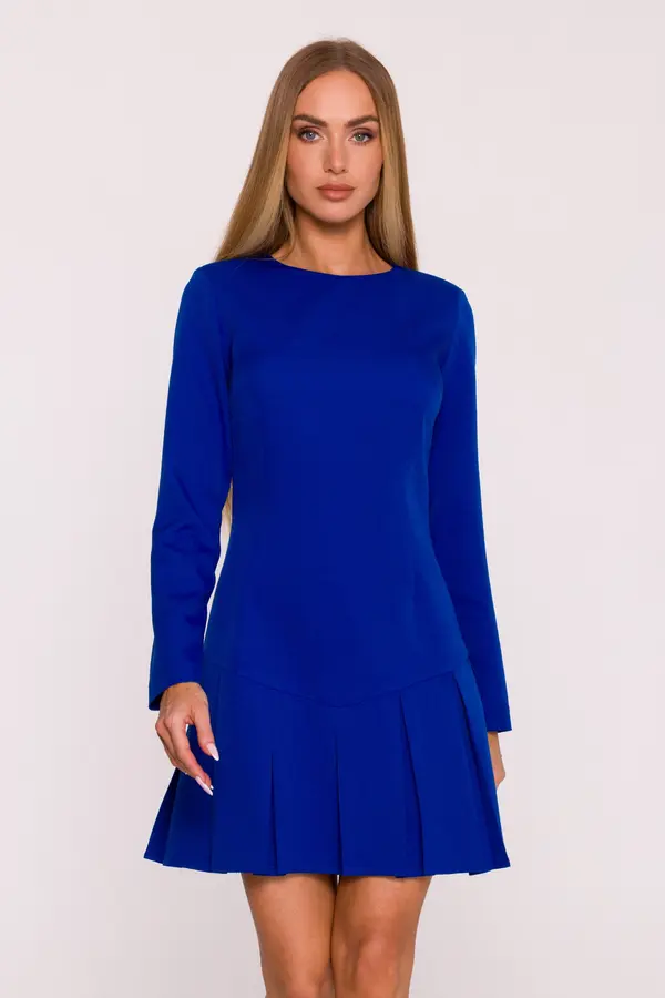 Made Of Emotion Made Of Emotion Woman's Elegant mini dress with box pleats - royal blue