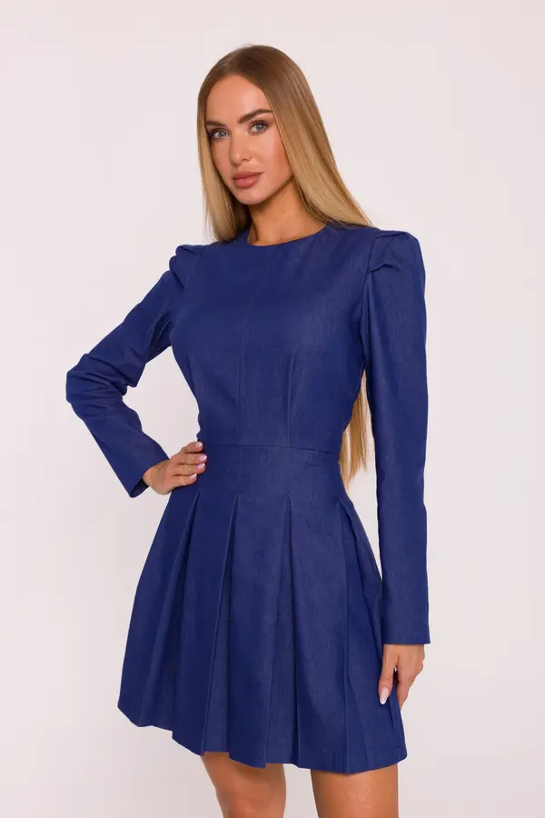 Made Of Emotion Made Of Emotion Woman's Flared dress with box pleats - blue