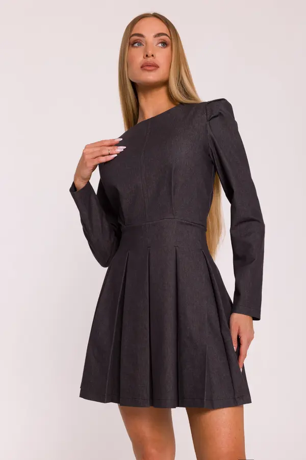 Made Of Emotion Made Of Emotion Woman's Flared dress with box pleats - graphite
