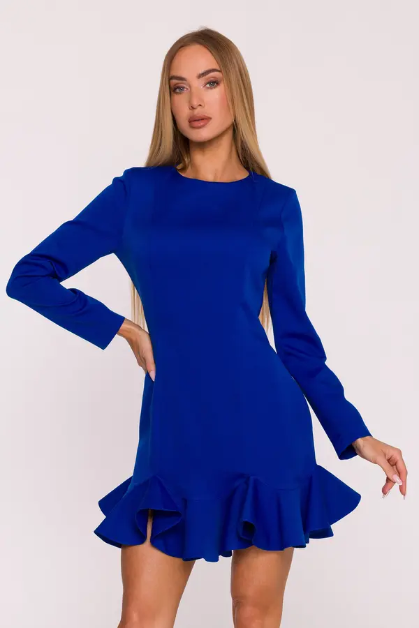 Made Of Emotion Made Of Emotion Woman's Mini dress with ruffles at the hem - royal blue