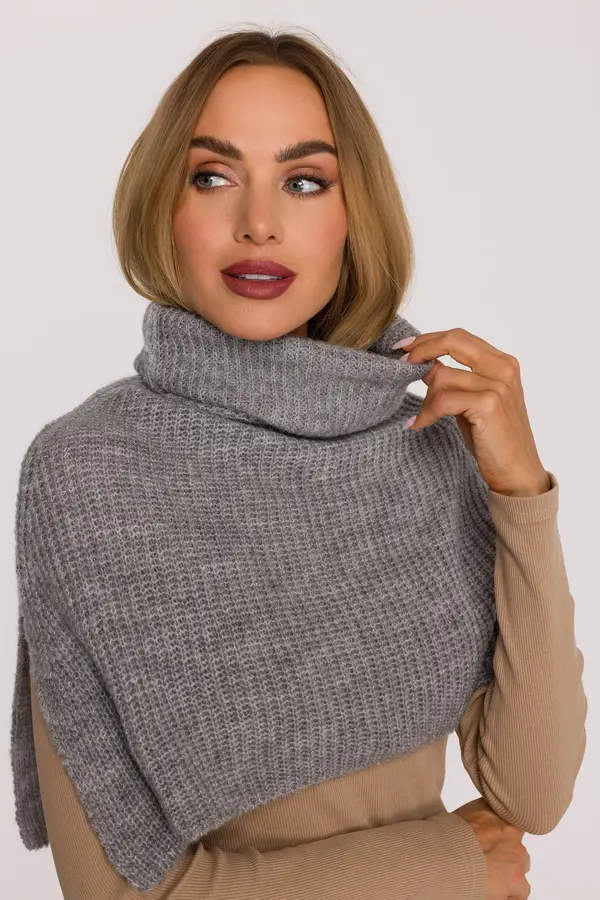 Made Of Emotion Made Of Emotion Woman's Soft turtleneck with a stand-up collar that drapes over the shoulders - grey