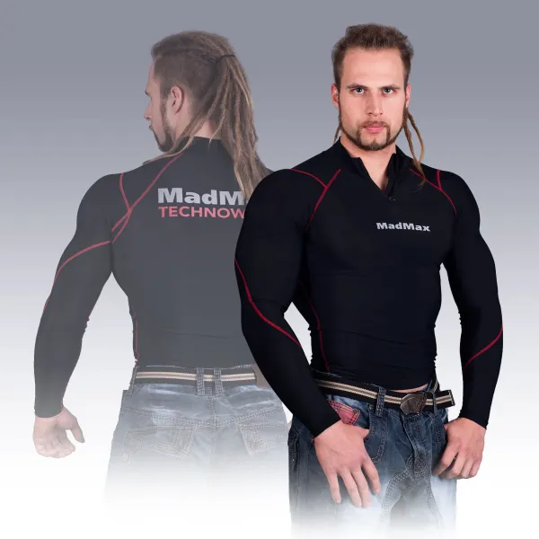 MadMax MadMax Compression Long Sleeve T-Shirt with Zipper MSW903 Black and Red S