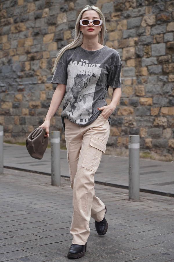 Madmext Madmext бежов джоб подробни карго панталони