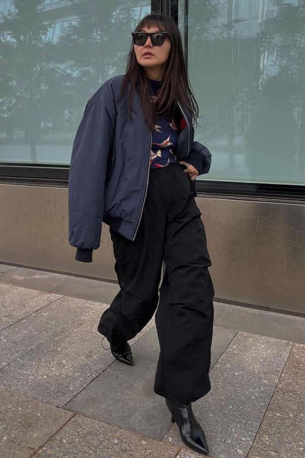 Madmext Madmext Black Parachute Jogger Women's Pants