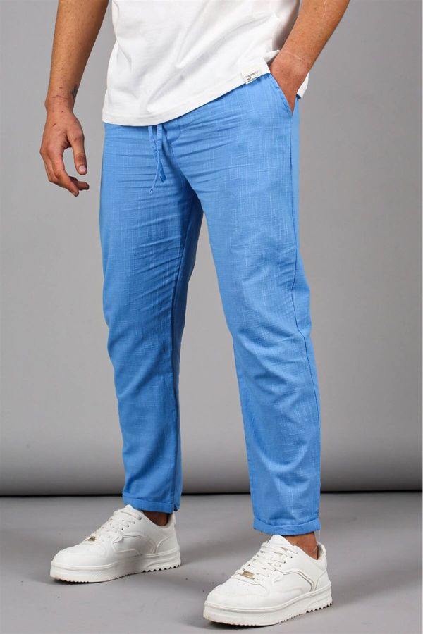 Madmext Madmext Blue Muslin Fabric Men's Basic Trousers 5491