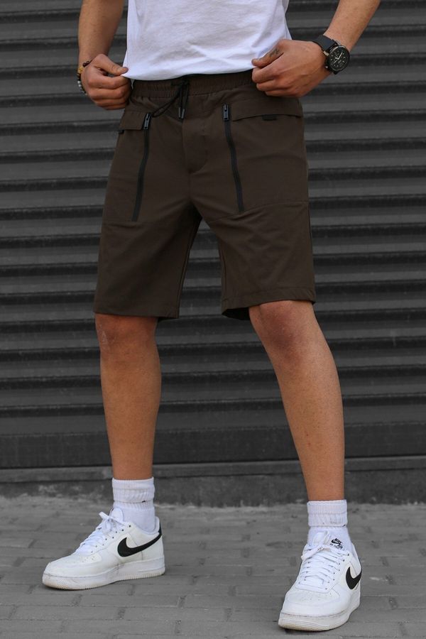 Madmext Madmext Brown Basic Men's Capri Shorts with Pockets