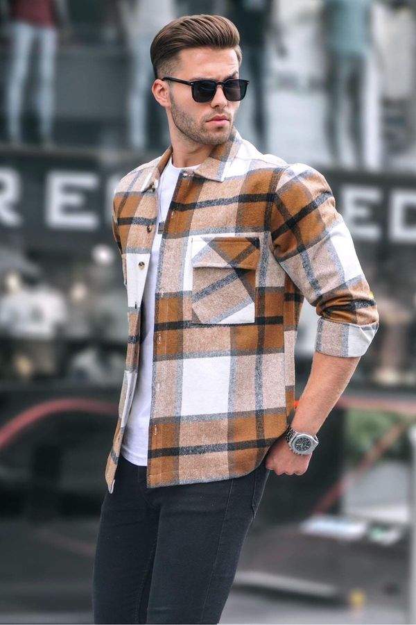 Madmext Madmext Camel Check Lumberjack Shirt 6713