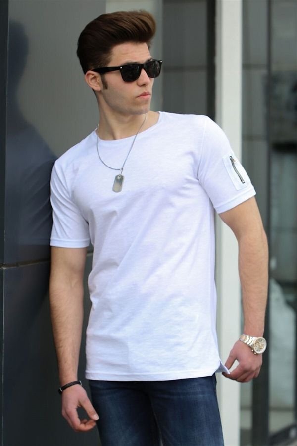 Madmext Madmext цип подробни бяла тениска 4103