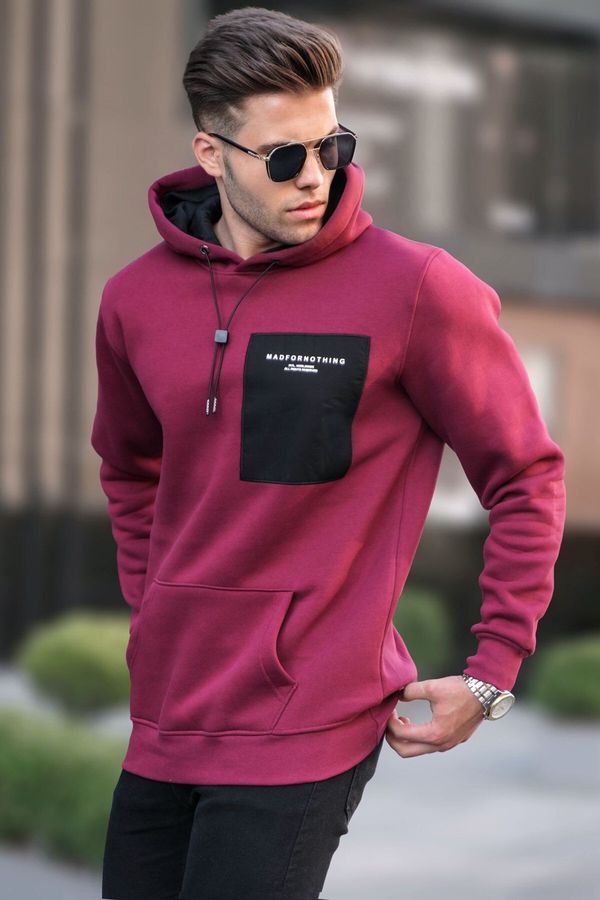 Madmext Madmext Claret Red Printed Hoodie with Sweatshirt 6004