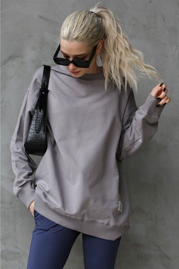 Madmext Madmext Dyed Gray Basic Oversize Women's Sweatshirt