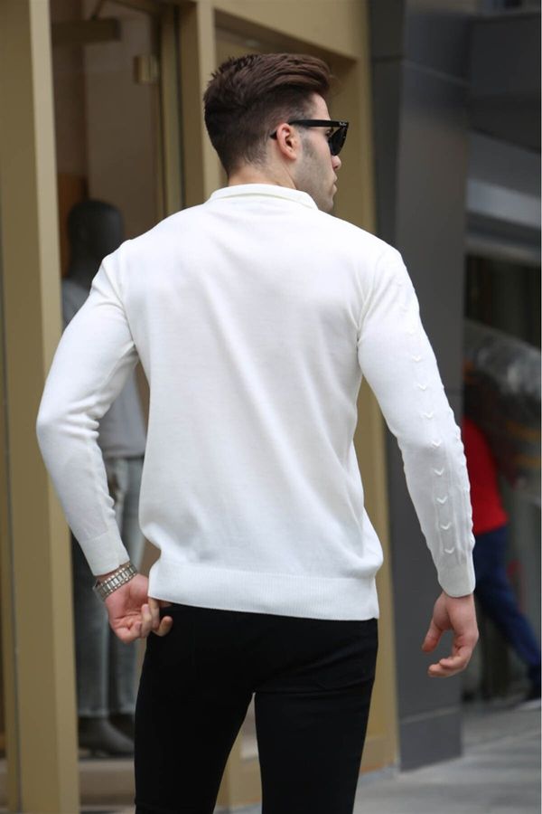 Madmext Madmext Ecru Zip Detailed Knitwear Sweater 5606