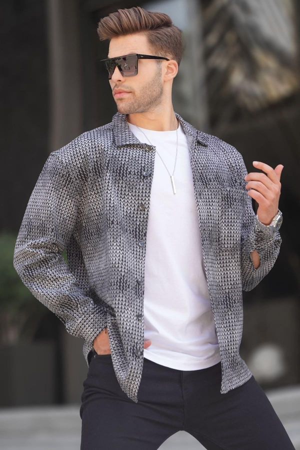 Madmext Madmext Gray Patterned Lumberjack Shirt For Men 6711