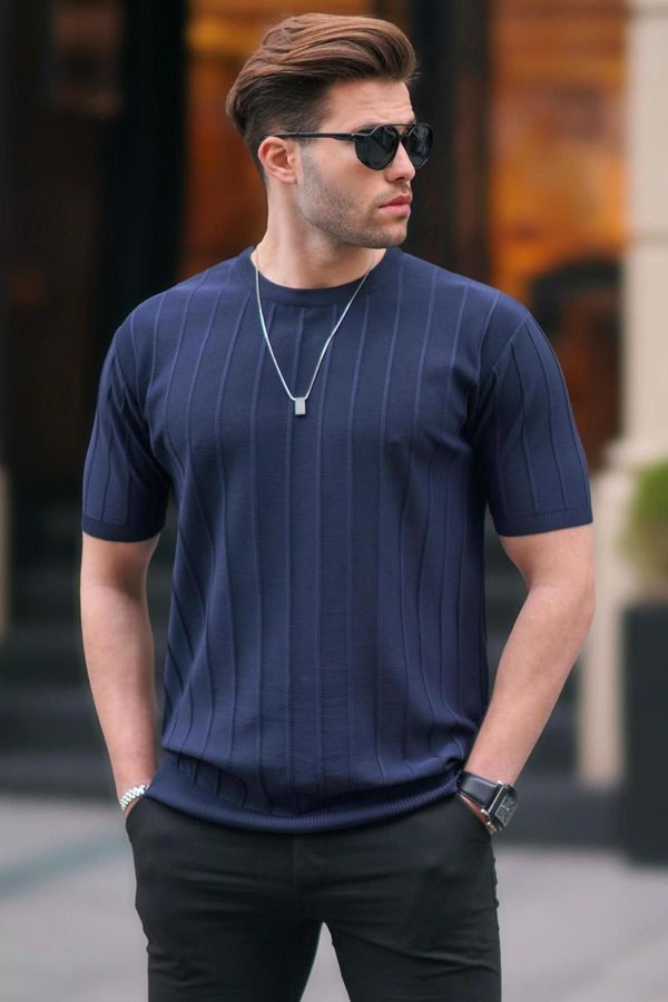 Madmext Madmext Men's Navy Blue T-Shirt 5684