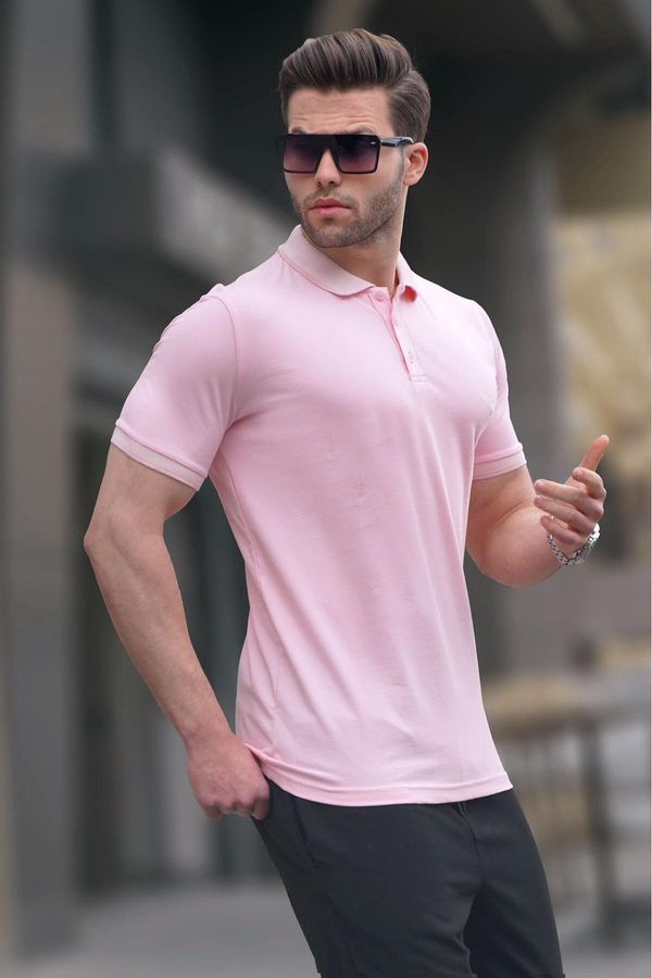 Madmext Madmext Men's Pink Regular Fit Polo Neck T-Shirt 6105