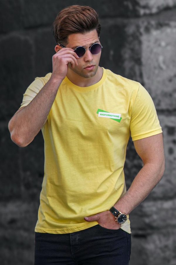 Madmext Madmext Men's Yellow T-Shirt with a Print 5270